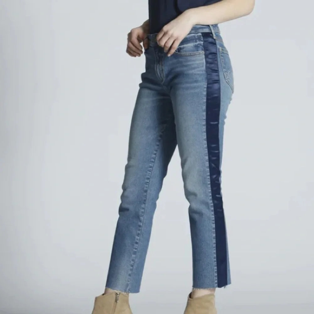 Driftwood Candace Jeans Straight Ankle Length Side Satin Stripe